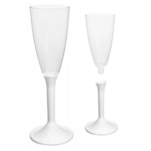 Kieliszki do szampana wina plastikowe 140 ml na perłowej nóżce ozdoba 10 sztuk